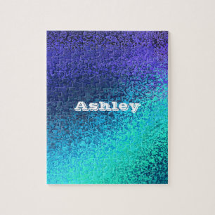Personalise Your Name Shades of Blue Puzzle