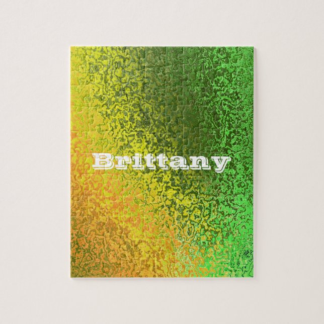 Personalise Your Name Shades Yellow Green Jigsaw Puzzle (Vertical)