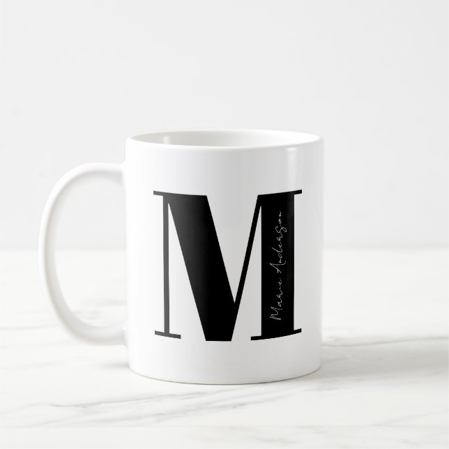 Personalise Your Name Start with Letter M Coffee Mug (Left)