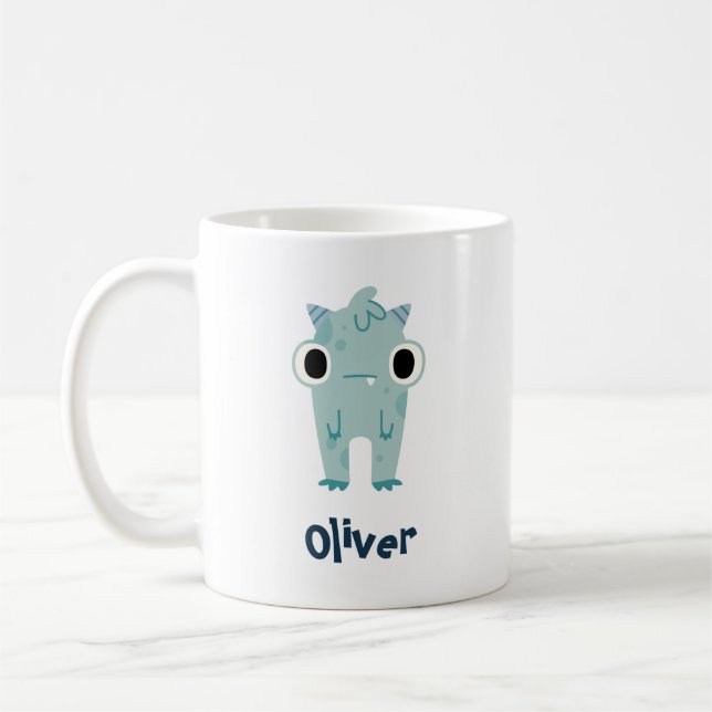 Personalise Your Name with Cute Monster  Coffee Mug (Left)