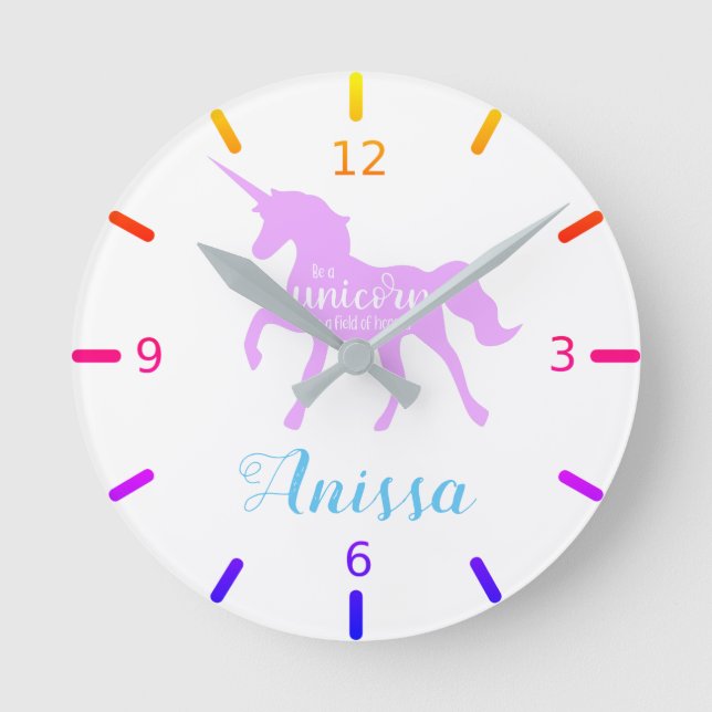 Personalise Your Own Be a Unicorn Round Clock (Front)