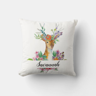 Personalise Your Own Beautiful Floral Deer Cushion