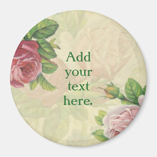 Personalise your own beautiful rose/floral magnet (Front)