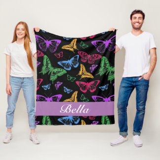 Personalise Your Own Butterfly Pattern Fleece Blanket