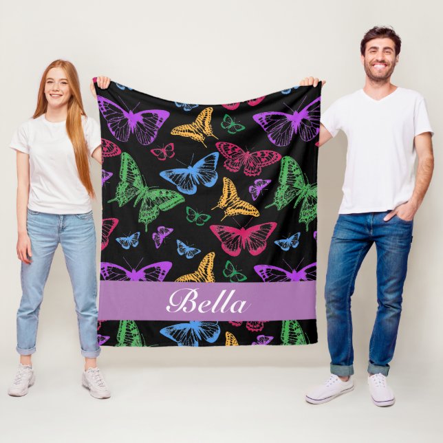 Personalise Your Own Butterfly Pattern Fleece Blanket (In Situ)