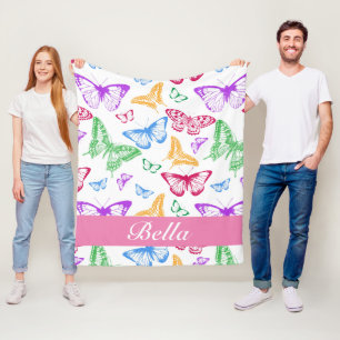 Personalise Your Own Butterfly Pattern Fleece Blanket