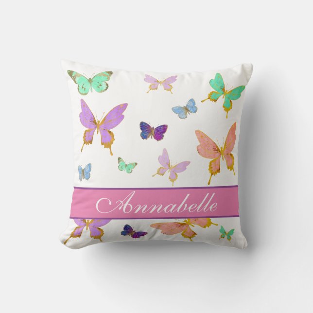 Personalise Your Own Butterfly Throw Pillow (Front)