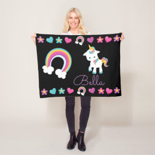 Personalise Your Own Colourful Baby Unicorn Fleece Blanket