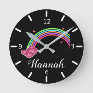 Personalise Your Own Colourful Rainbow Round Clock