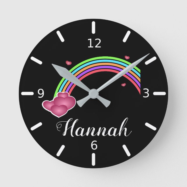 Personalise Your Own Colourful Rainbow Round Clock (Front)