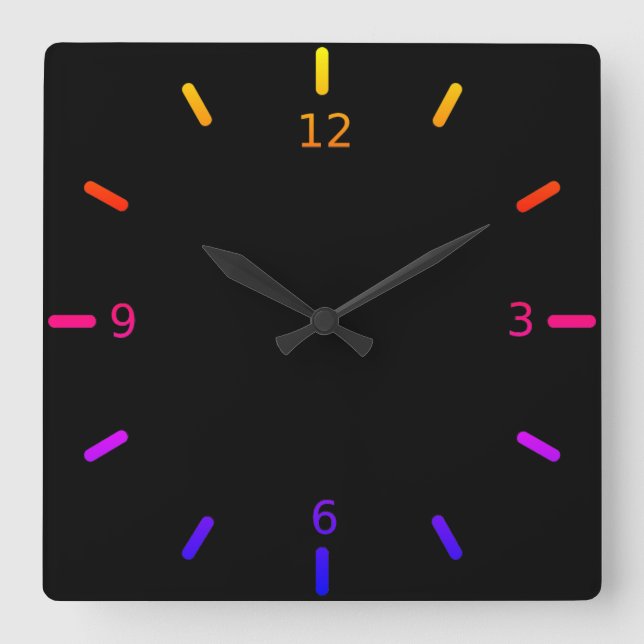 Personalise Your Own Colourful Square Wall Clock (Front)