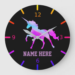 Personalise Your Own Colourful Unicorn Large Clock