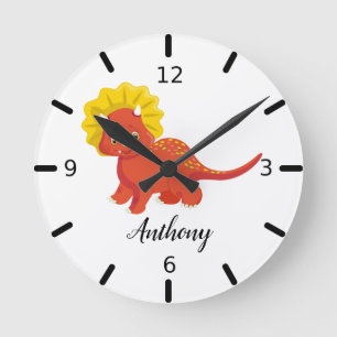 Personalise Your Own Cute Baby Dinosaur Round Clock