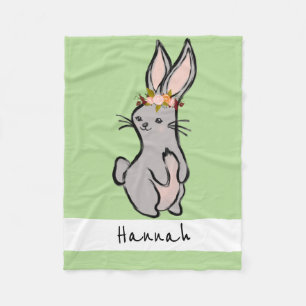 Personalise Your Own Floral Woodland Bunny Rabbit Fleece Blanket