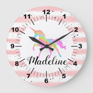 Personalise Your Own Pink Unicorn Large Clock