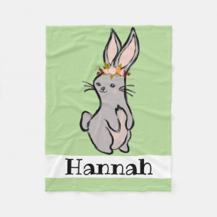 Personalise Your Own Woodland Bunny Rabbit Fleece Blanket