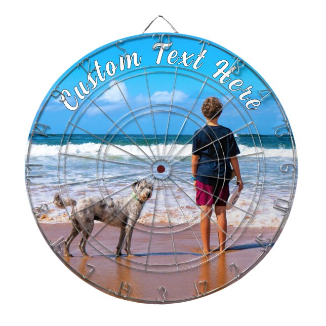 Personalise Your Pet Photo Dart Board Custom Text (Front)