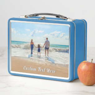 Personalise Your Photo Metal Lunch Box Custom Text