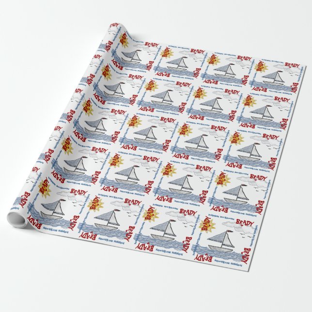 Personalise your Sailboat Wrapping Paper (Unrolled)