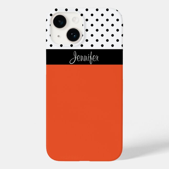 Personalise Your Style with Orange Black White Dot Case-Mate iPhone Case (Back)
