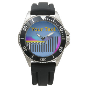 Personalise Your Text Piano Keys Men Teens Blue Watch