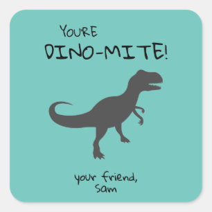 Personalise You're Dino-mite Dinosaur Square Stic Sticker