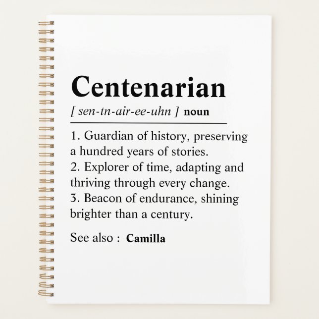 Personalised 100th Birthday Journal, Custom 100  Planner (Front)