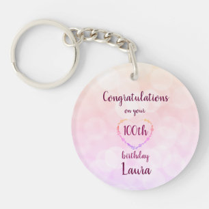 Personalised 100th Birthday Key Ring