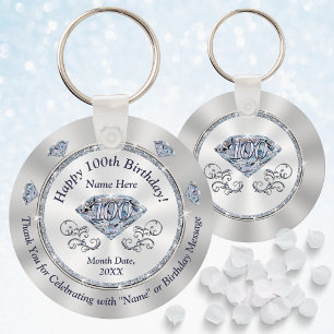 Personalised 100th Birthday Party Favours, STUNNIN Key Ring
