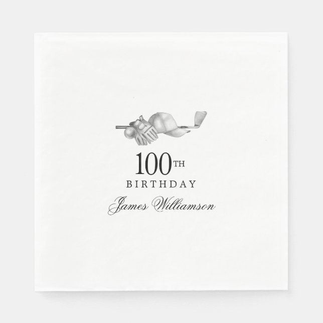 Personalised 100th Birthday Party Golf Theme Napkin (Front)