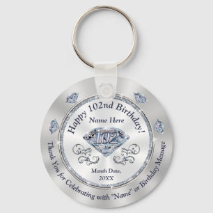 Personalised 102nd Birthday Favours for Her,  Key Ring