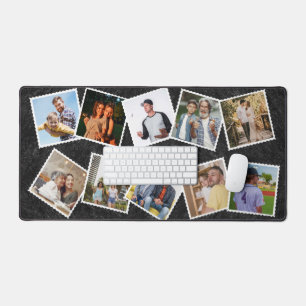 Personalised 10 Photo Collage family & Custom text Desk Mat
