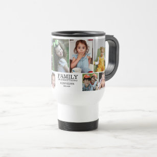Personalised 10 Photo Collage Family Quote Name Travel Mug