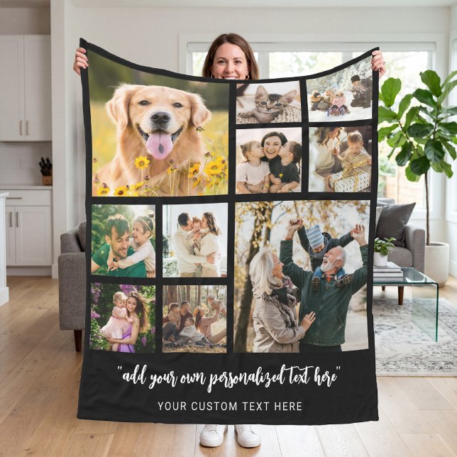 Personalised 10 Photo Collage Fleece Blanket (Creator Uploaded)