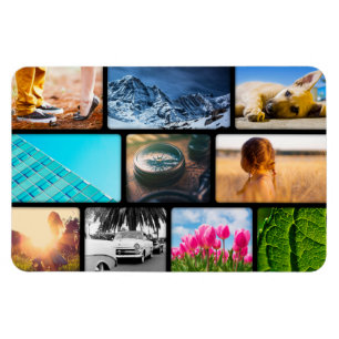 Personalised 10 Photo Template Collage Black Frame Magnet