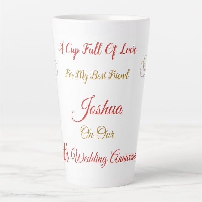 Personalised 10th Anniversary design Latte Mug (Front)