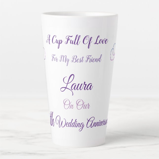 Personalised 10th Anniversary design Latte Mug (Front)