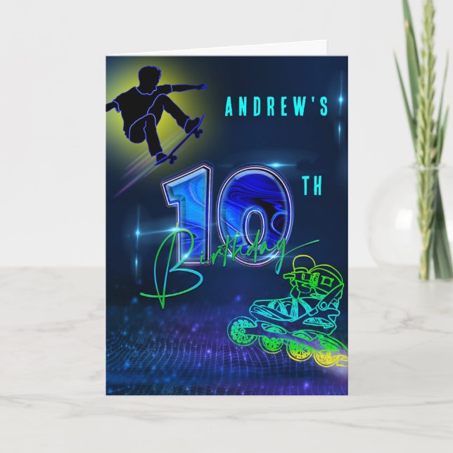 Personalised  10th Birthday Boy Card (Front)