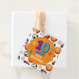 Personalised 10th Birthday Sports Favour Tags 