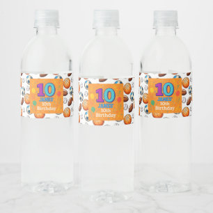 Personalised 10th Birthday Sports Theme Wate Label
