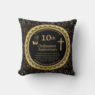 Personalised 10th Ordination Anniversary Priest Cushion