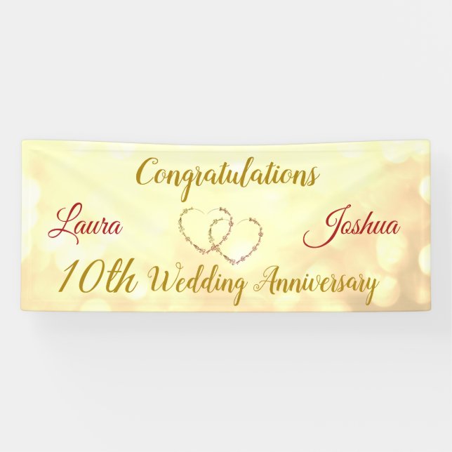 Personalised 10th Wedding Anniversary Banner (Horizontal)