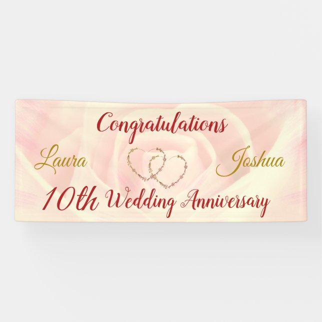 Personalised 10th Wedding Anniversary Banner (Horizontal)