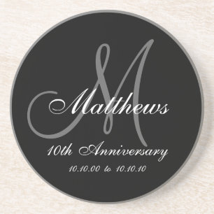 Personalised 10th Wedding Anniversary Coaster