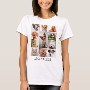 Personalised 11 Pet Photo Collage Grid with Text T-Shirt