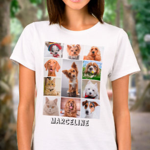 Personalised 11 Pet Photo Collage Grid with Text T-Shirt