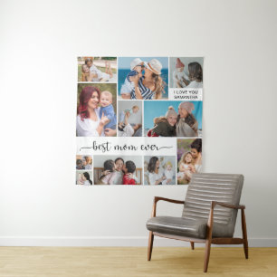 Personalised 11 Photo Collage Best Mum Ever Tapestry