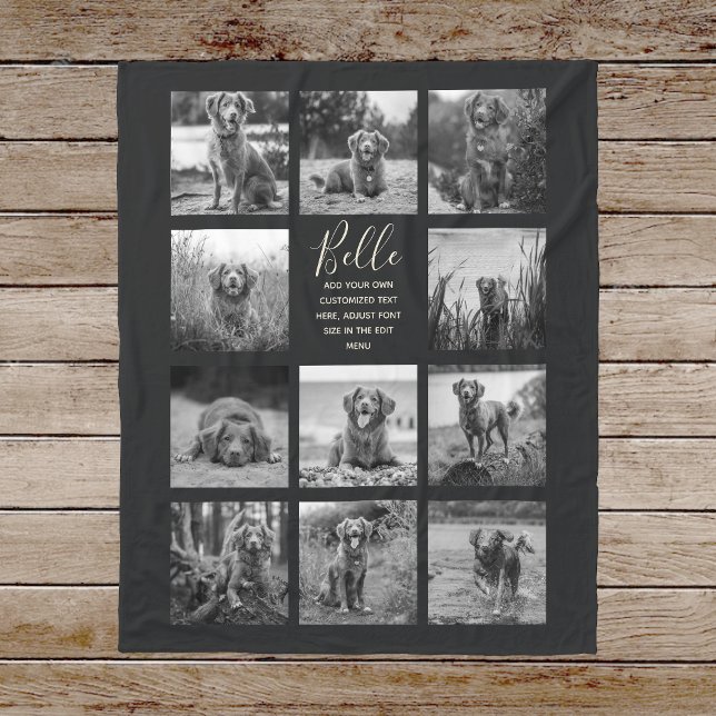 Personalised 11 Photo Collage Black Fleece Blanket (Creator Uploaded)