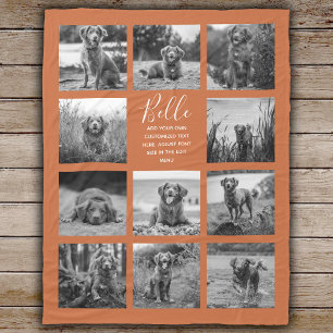 Personalised 11 Photo Collage Burnt Orange Fleece Blanket