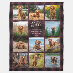 Personalised 11 Photo Collage Check Pattern Fleece
